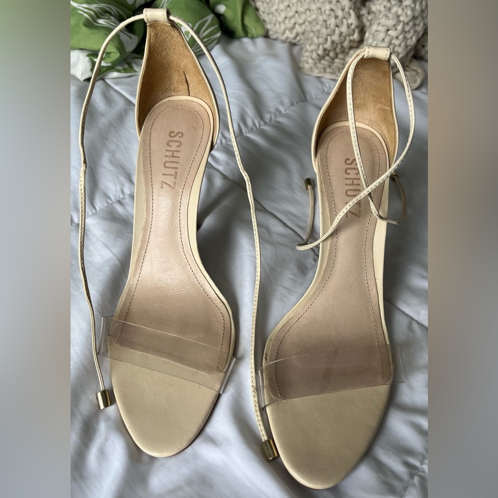 SCHUTZ Women's Beige Strappy Heels